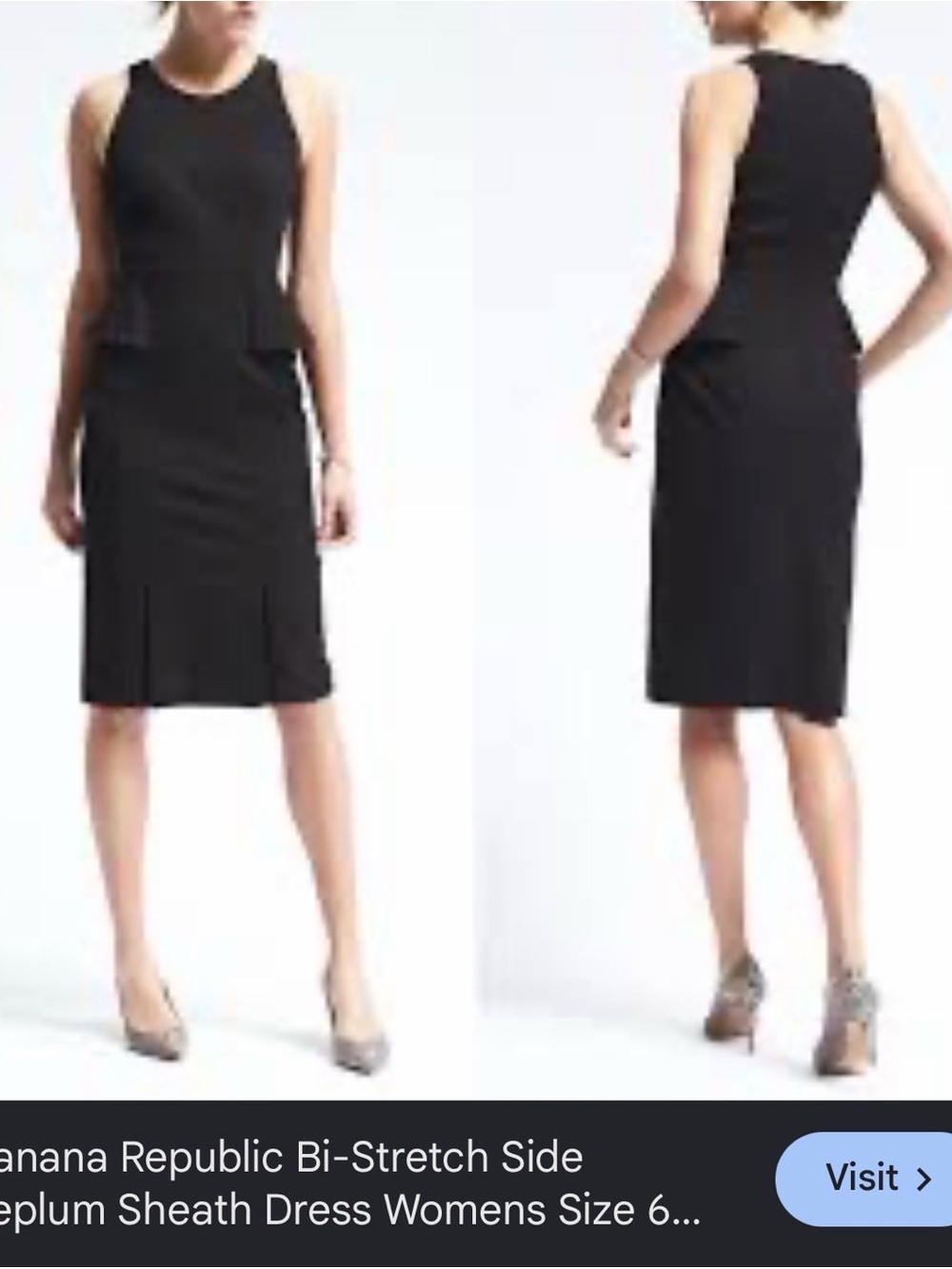 Banana Republic Black Sleeveless Peplum Midi Sheath Dress
